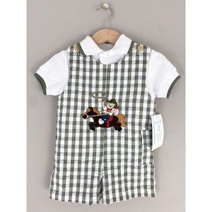 Vintage Samara 2 Piece Gray Checkered Cowboy Sheriff Horse Outfit 6-9 months NEW